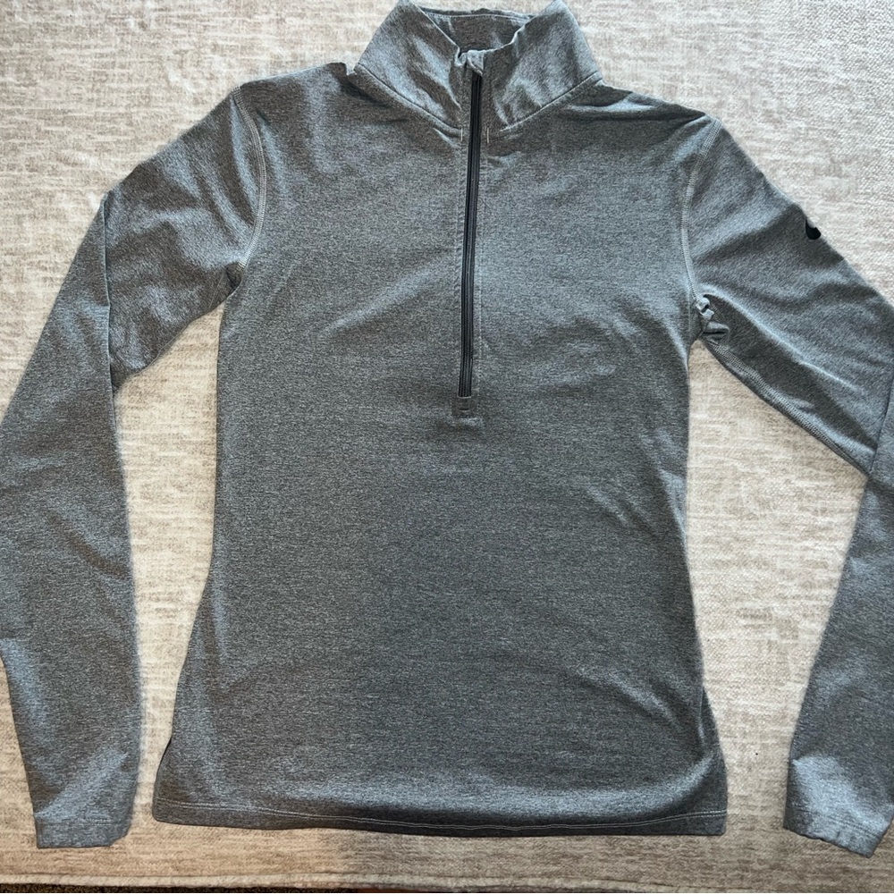 Nike Gray Fitted Zippered Polo Sweatshirt